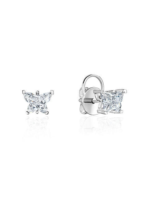 White gold studs with fancy-cut diamonds, 1