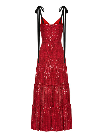 Red Sequined Midi Dress, 2