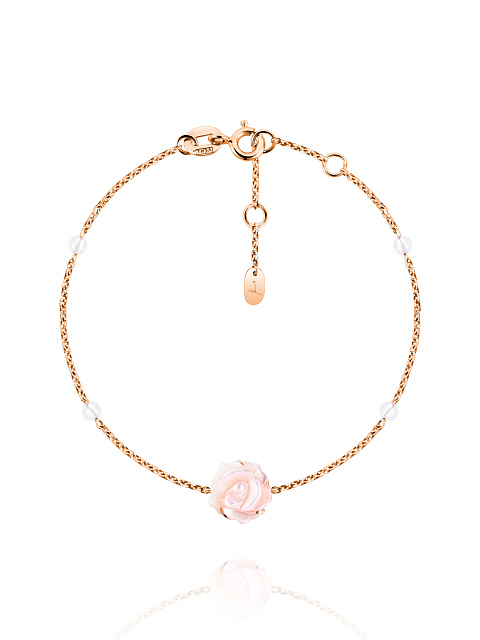 Mother of Pearl, Bead Rock Crystal & White Gold Bracelet, 1 Mother of Pearl, Bead Rock Crystal & White Gold Bracelet, 1