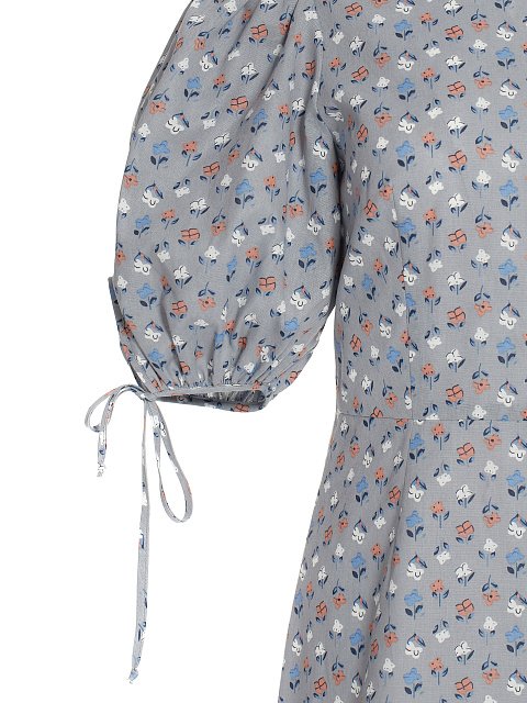 Grey Floral Cotton Mini Dress, 3