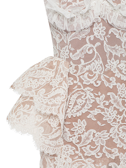 White Lace Peplum Maxi Dress, 4