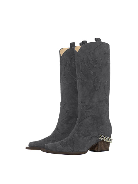 Gray Cossacks Made Of Suede With Chain, 1