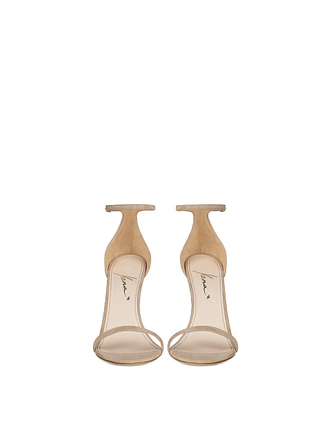 Beige Suede Heeled Sandals, 2