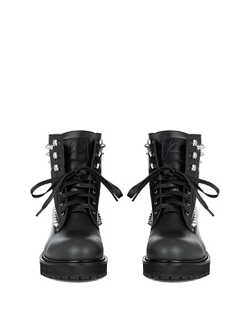 Black Leather Studded Boots, 2