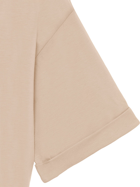 Light beige cropped T-shirt with a knot, 3
