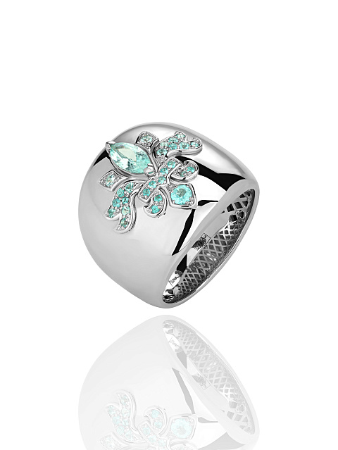 White Gold & Tourmaline Paraiba Ring, 1 White Gold & Tourmaline Paraiba Ring, 1
