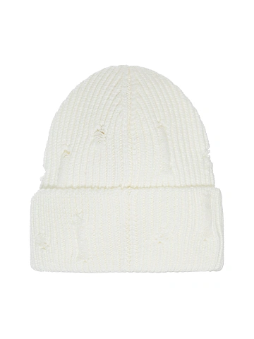 White Distressed Knitted Hat, 2