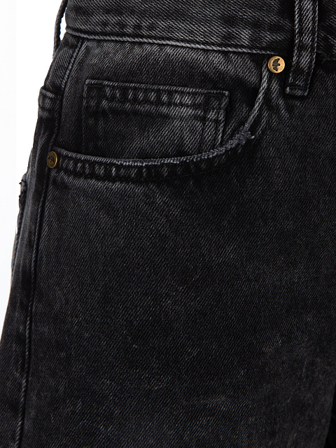 Black Distressed Cotton Jeans, 4