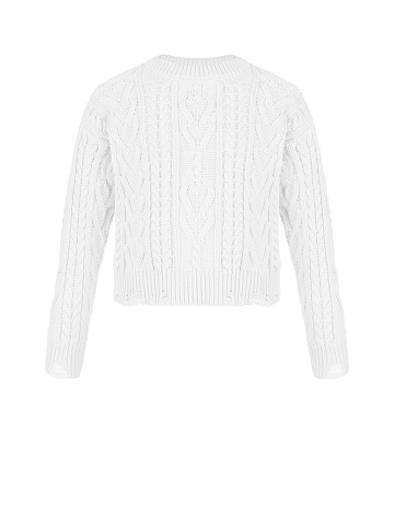 Kids White Cable Knit Cotton Mix Sweater, 1