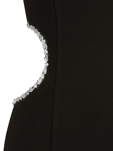 Crystals Embellished Black Cut Out Maxi Dress, 3