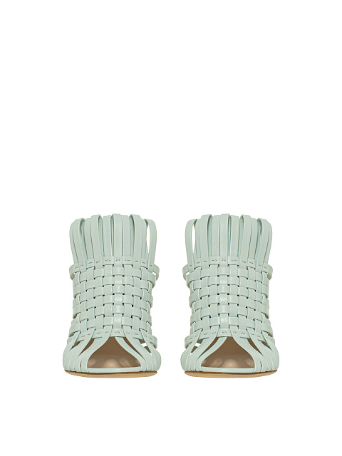 Mint Woven Leather Heeled Mules, 2