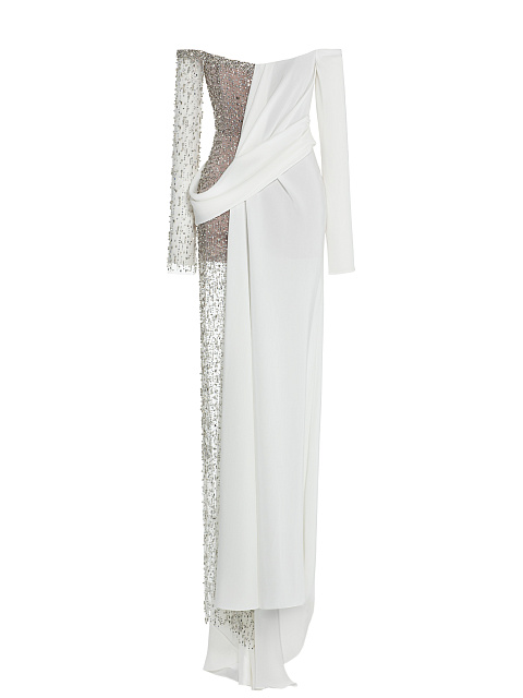 White maxi dress with crystals, 1