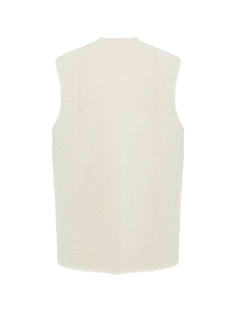 White Oversized Shearling Vest, 2