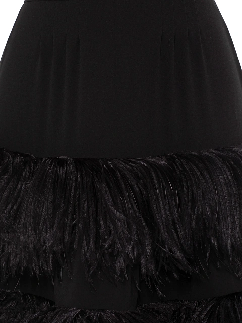 Black Feather Trim Chiffon Maxi Dress, 4