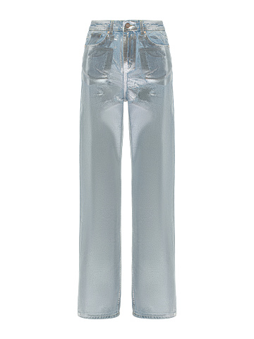 Silver Plated Light Blue Straight Leg Jeans, 1