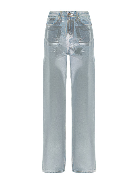 Silver Plated Light Blue Straight Leg Jeans, 1