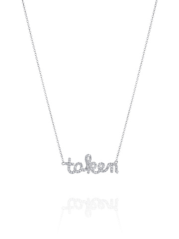 White gold pendant necklace "taken" with diamonds, 1