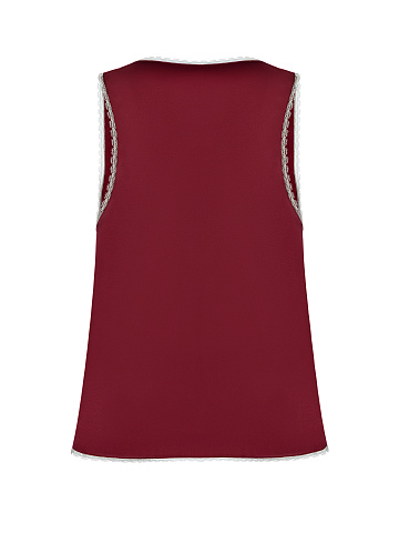 Bordeaux Lace Trimmed Silk Top, 2