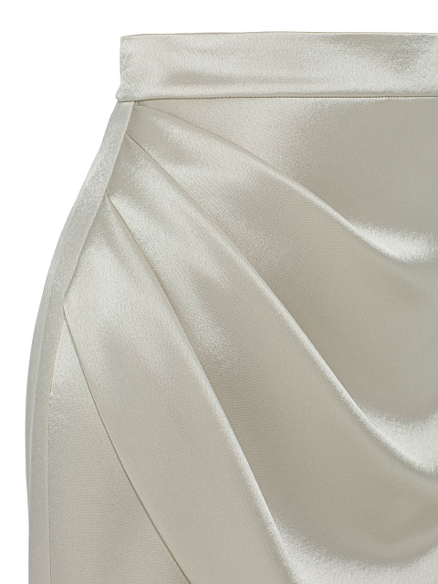 Silvery Beige Top and Draped Mini Skirt Set, 6