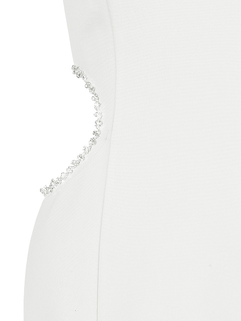 Crystals Embellished White Cut Out Maxi Dress, 3