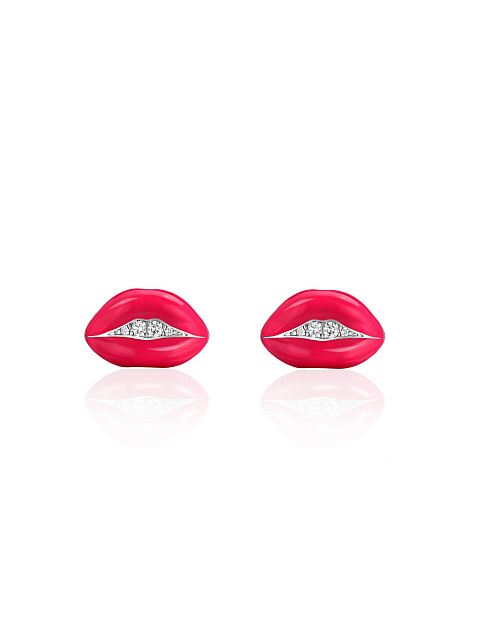 Lip-shaped studs in Tutti Frutti Color enamel, 1 Lip-shaped studs in Tutti Frutti Color enamel, 1