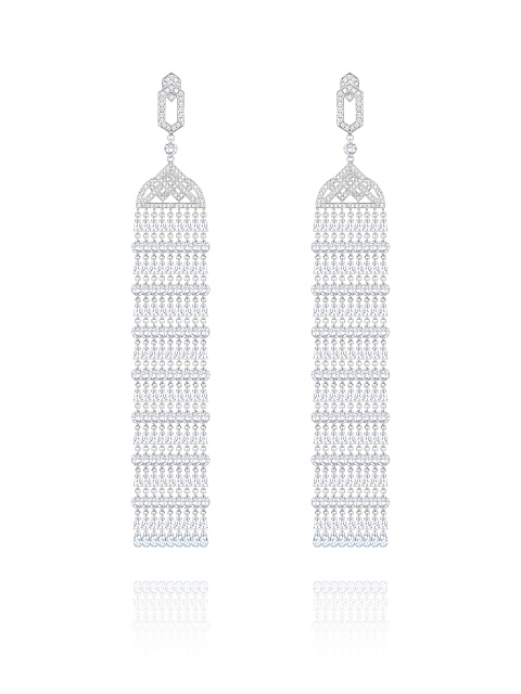 Rose Cut Diamond, Baguette Diamond, Briolette Diamond & White Gold Earrings, 1