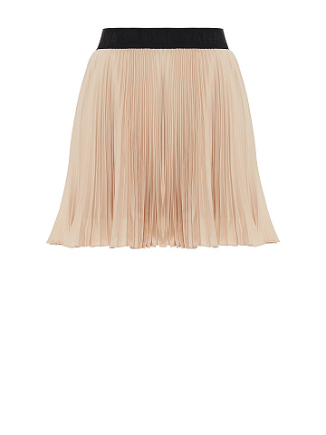 Beige Pleated Mini Skirt, 1