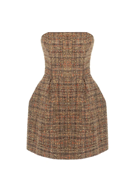 Brown Tweed Mini Dress, 1