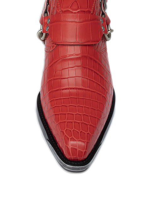 Red Crocodile Leather Cowboy Boots, 4