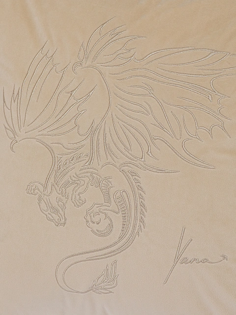 Beige velvet dragon cushion, 3