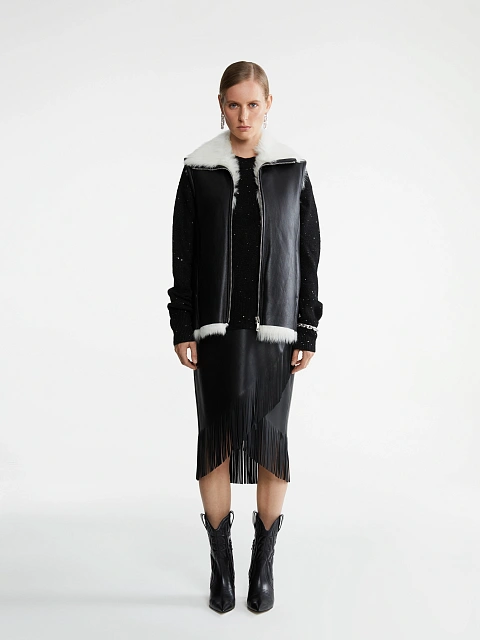 Black & White Shearling Vest, 6