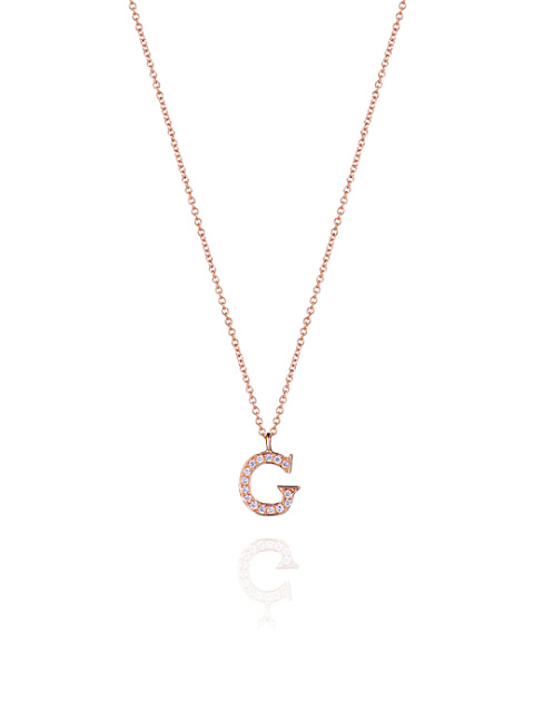 Rose Gold & Diamonds Letter "G" Necklace, 1