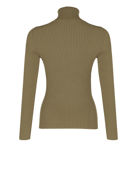 Khaki Green Rib Knit Jersey Turtleneck, 2 Khaki Green Rib Knit Jersey Turtleneck, 2