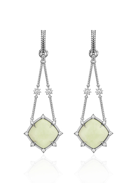 Chrysoprase & Cubic Zirkonia & Silver Earrings, 1 Chrysoprase & Cubic Zirkonia & Silver Earrings, 1
