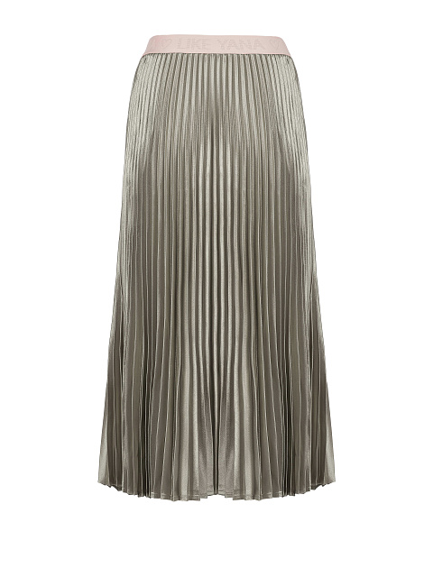 Silver Pleated Midi Skirt, 3