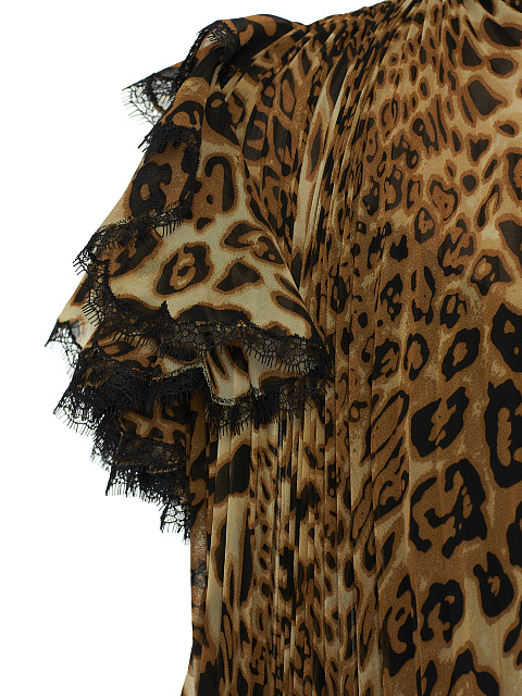 Leopard Lace Trim Pleated Mini Dress, 5