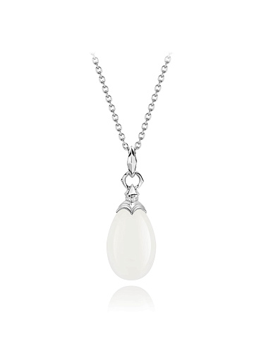 Silver necklace with a rock crystal pendant, 2