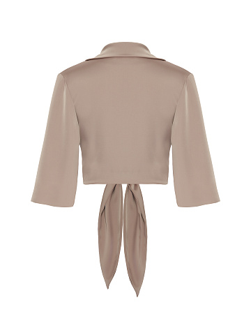 Light Brown Cropped Knot Shirt, 2