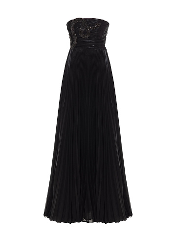 Black chiffon maxi dress with crystal embroidery, 1