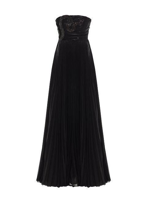 Black chiffon maxi dress with crystal embroidery, 1