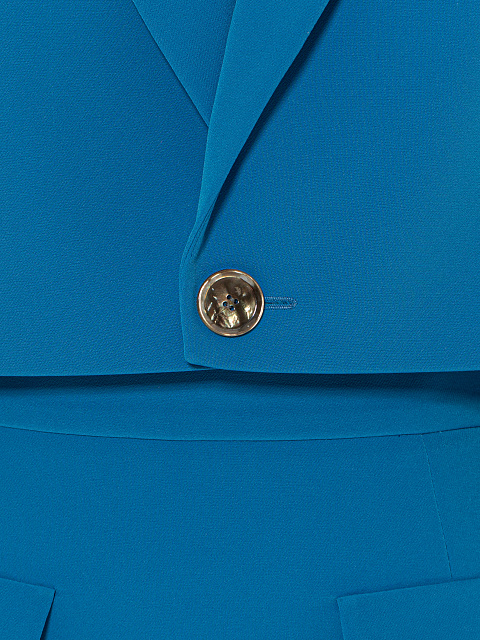 Electric Blue Wool Midi Skirt Suit, 4