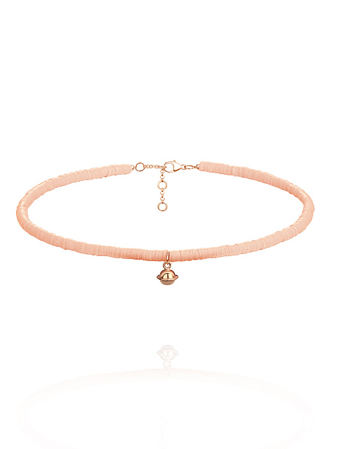 Pink rubber choker necklace with a pendant made of rose silver, 1