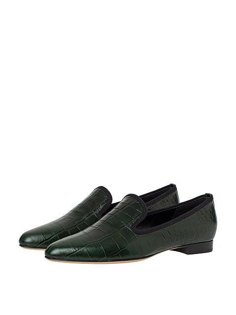 Green leather loafers, 1 Green leather loafers, 1