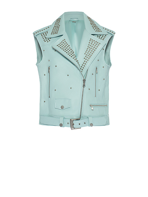 Blue Studded Leather Vest, 1