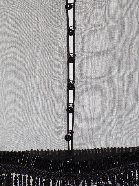 Black Organza Cape With Beaded Fringe, 9