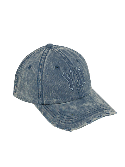 Light Blue Suede Trim YD Washed Denim Cap, 1