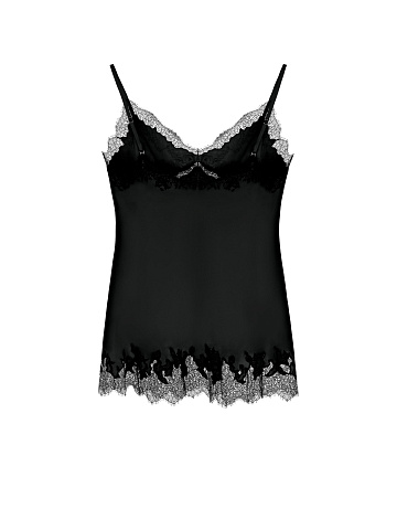 Black silk lace‑trim top, 2