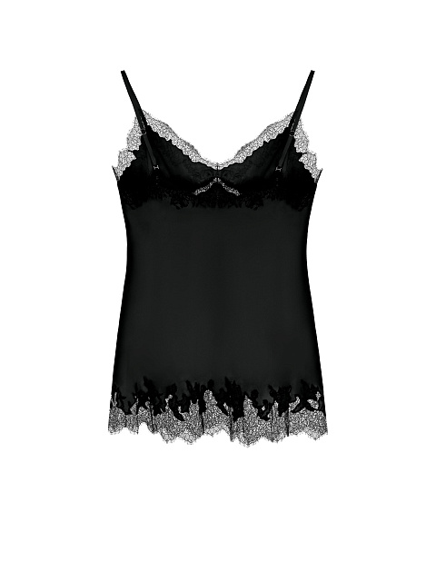 Black silk lace‑trim top, 2 Black silk lace‑trim top, 2