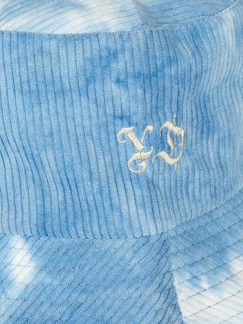 Blue Tie-dye & Beige Embroidery Corduroy Bucket Hat, 3