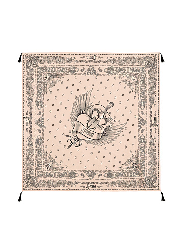 Light Pink Silk Printed Scarf, 1
